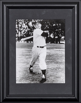 Mickey Mantle Swinging Photograph in Framed Display